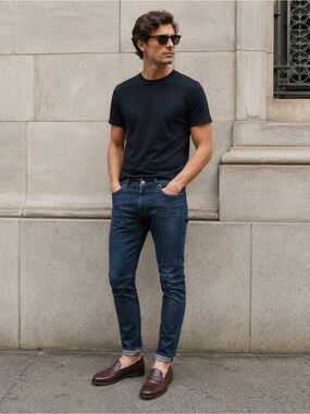 Nudie Jeans Skinny Lin Selvedge Denim Jeans Dark Wash Slim Fit
